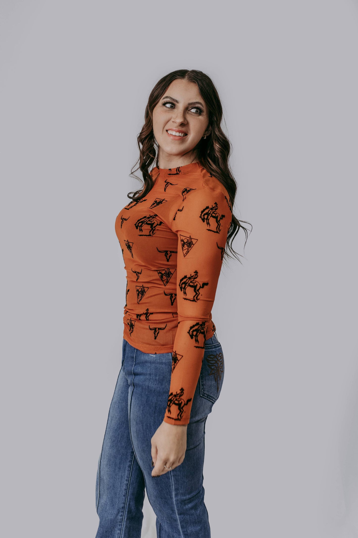 MK726 Southern Soul Velvet Mesh Top