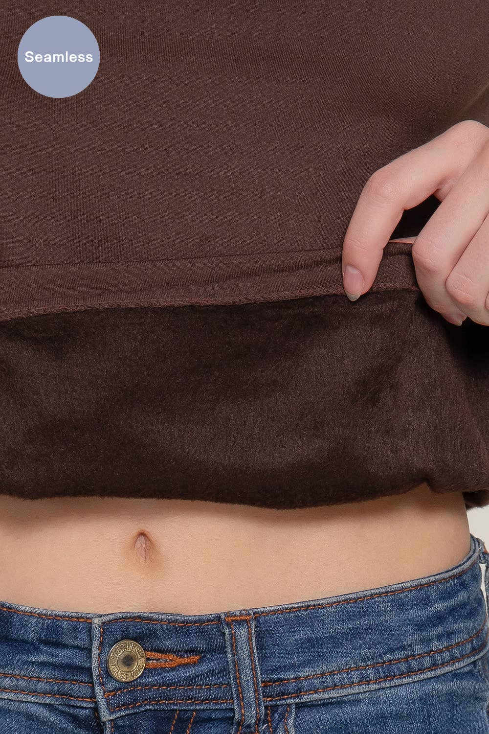 Long Sleeve Crew Neck Inner Fur Seamless Top