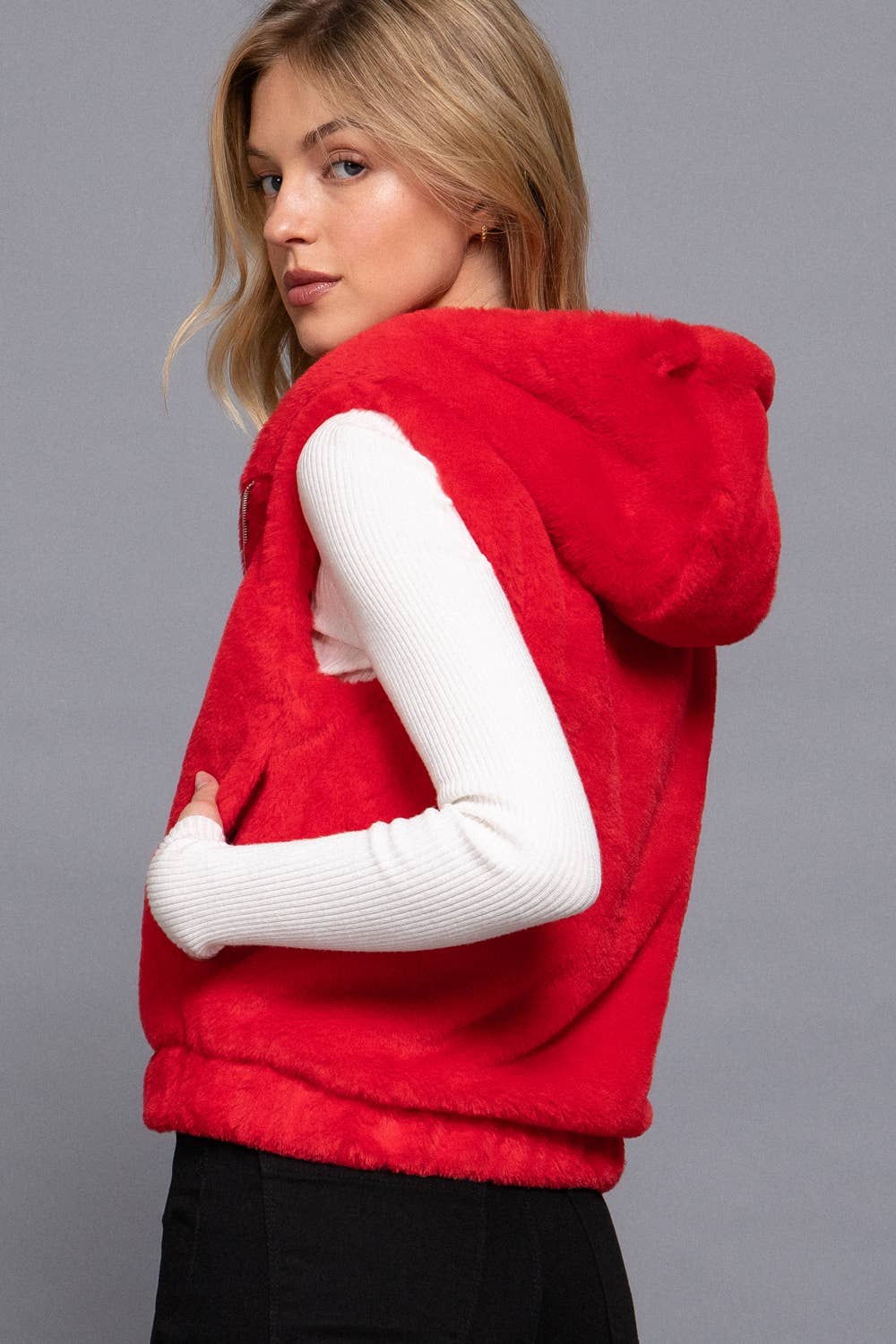 Hoodie Faux Fur Vest