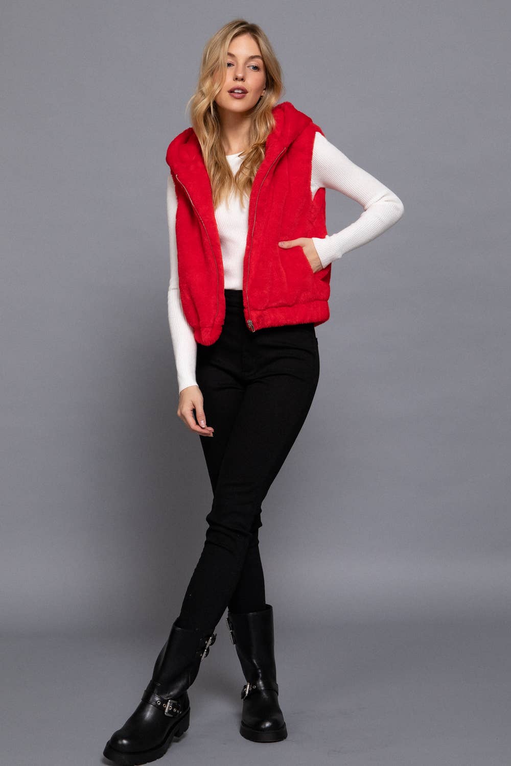 Hoodie Faux Fur Vest