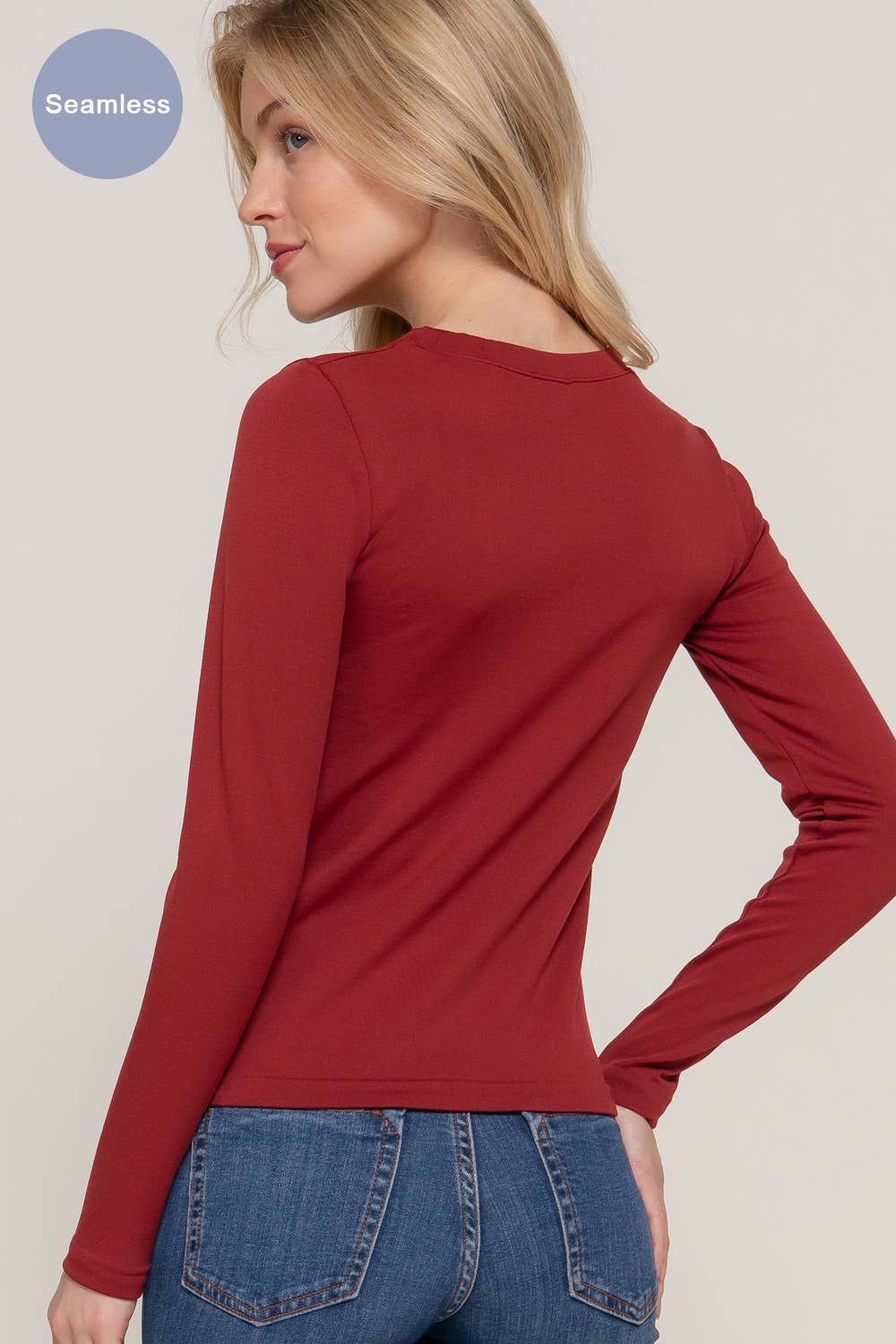 Long Sleeve Crew Neck Inner Fur Seamless Top