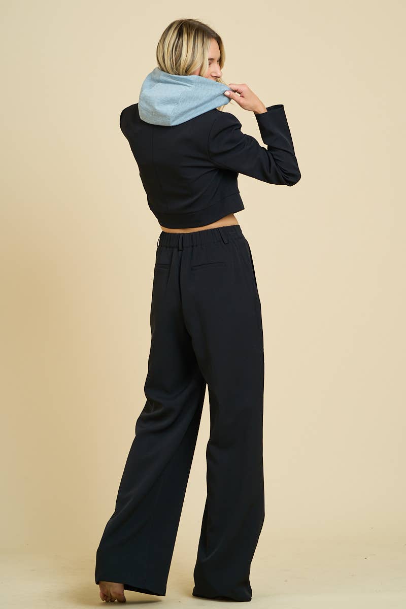 2706 + 6457 - CROPPED JACKET WITH INNER HOODIE TROUSER SET