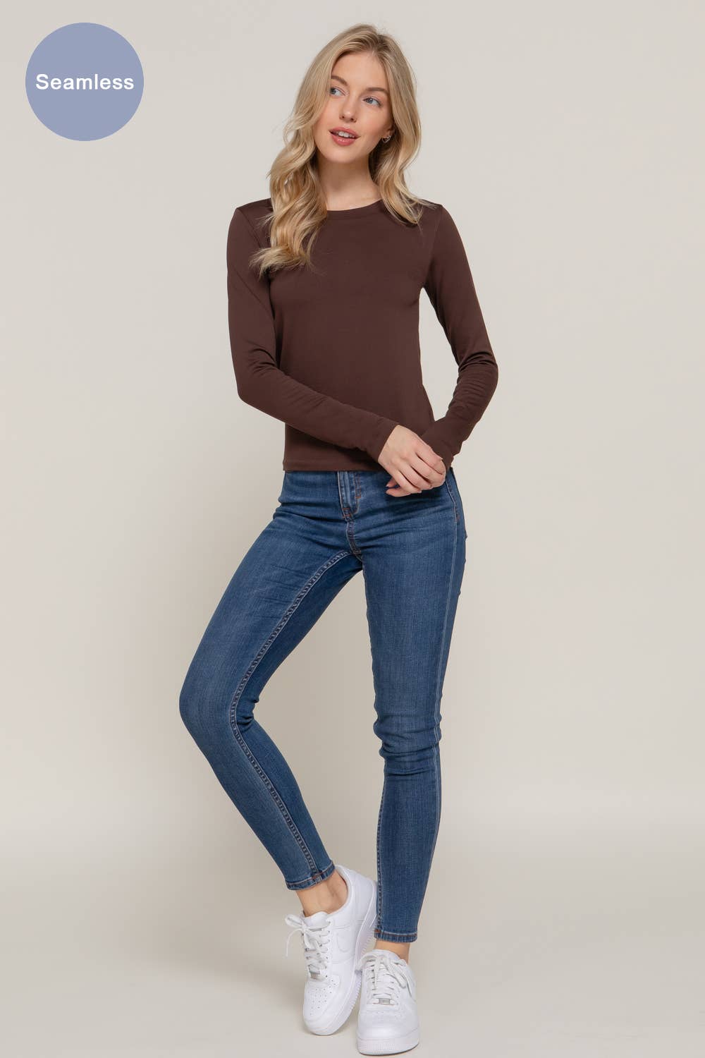 Long Sleeve Crew Neck Inner Fur Seamless Top