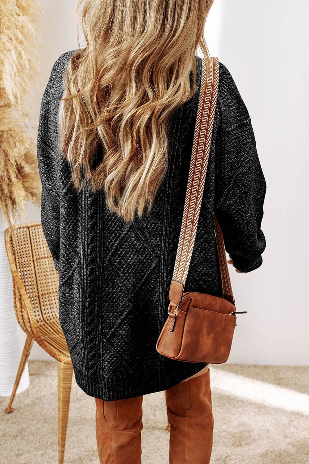 Grace Cable Knit Loose Fit Knit Sweater Dress | S-3XL