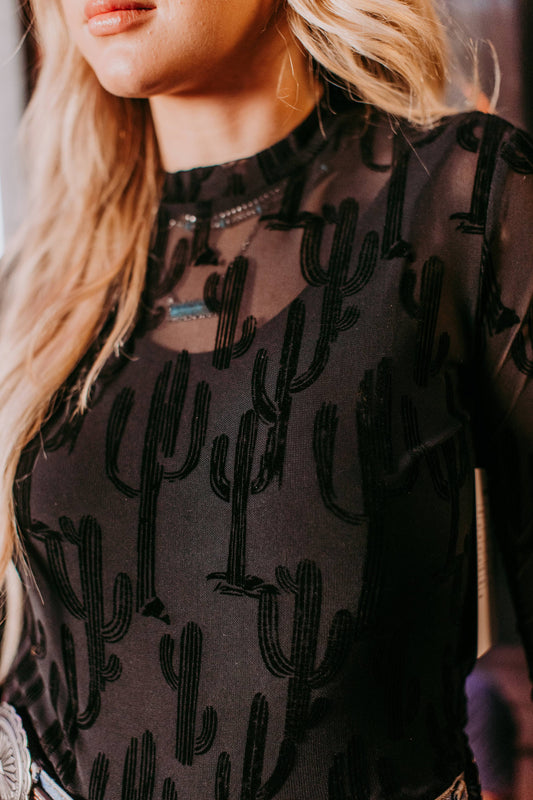 MK536 All About Cactus 3D Print Mesh Top Black