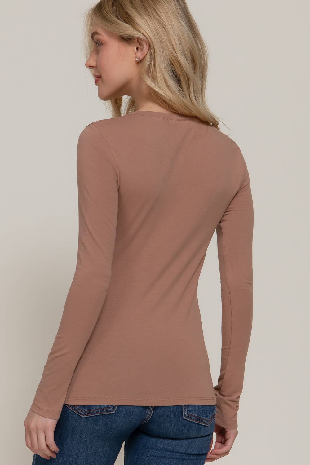 Long Sleeve Crew Neck Cotton Spandex Jersey Top