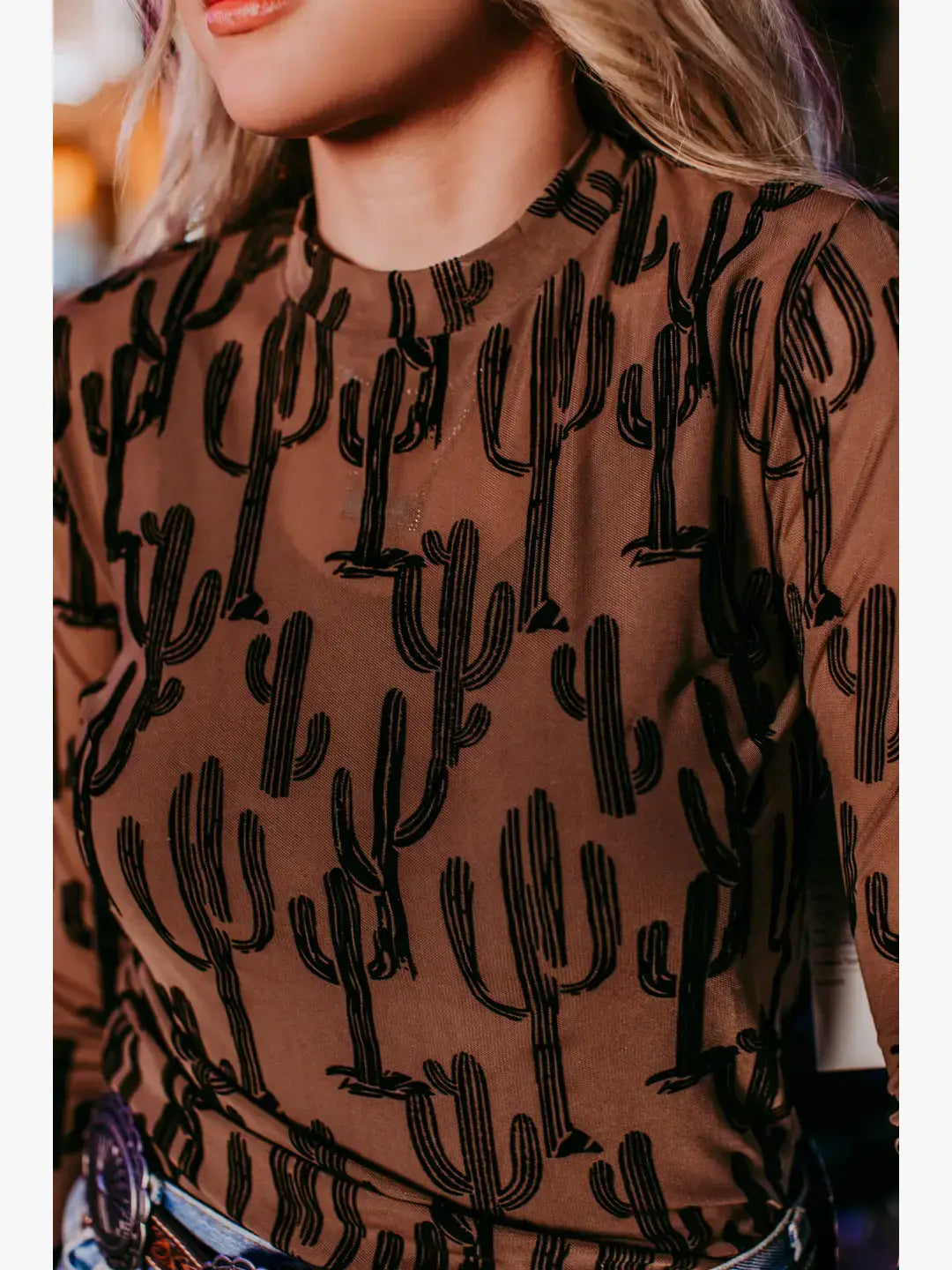 MK536 All About Cactus 3D Print Mesh Top Black