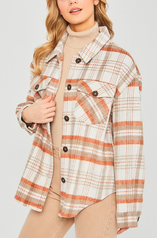 Plaid Bust Pocket Shacket (TERRA)