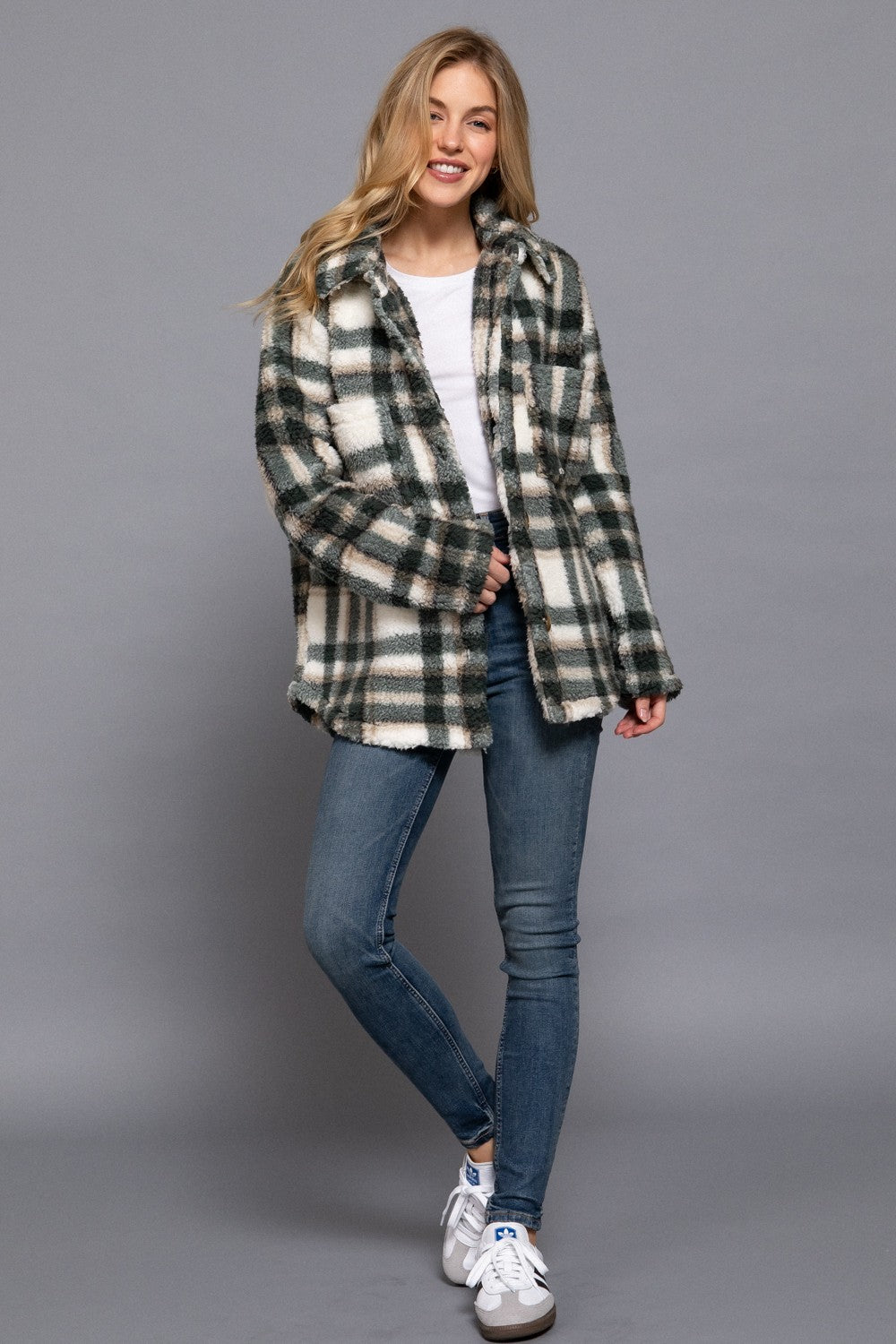 LONG SLV OVERSIZE PRINT FAUX FUR JACKET