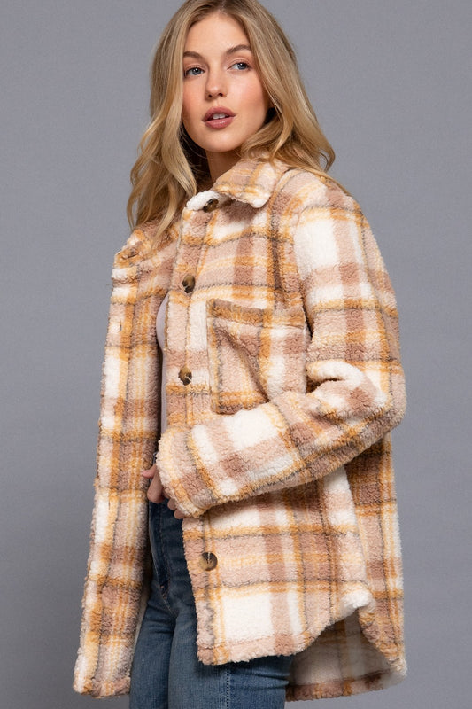 LONG SLV OVERSIZE PRINT FAUX FUR JACKET